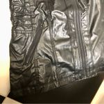 NWT Cinnie Black Faux Leather Hoodie Bomber Jacket Sweatshirt Layered Look sz L Size L Photo 4