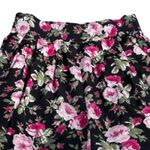 Black Dark Floral High Rise Shorts Elastic Waist Pockets Romantic Cottagecore Photo 3
