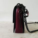 Coach Hutton Black Cherry Leather Snakeskin Detail Shoulder Bag Photo 5