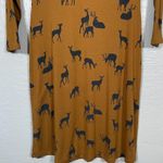 Boden USA Boden Women 8 Tan Brown Oh Deer Print Dress Fit & Flare Jersey 3/4 Sleeve Photo 5