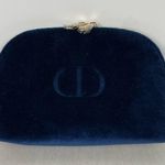 Christian Dior  Beauty Velvet Midnight Blue Pouch Makeup Bag Gold Hardware Photo 0