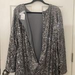 Dress the Population  Bailey Long Sleeve Knee length Silver Sequin Dress XL NWT Photo 3