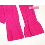 Macy's YUKA Fuchsia Hot Pink Double Zipper V-Neck 3/4 Sleeve Cardigan Sweater Blouse S Photo 2