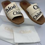 Chloé Chloe Woody Logo Flat Slide Sandals White Size 8 Photo 8