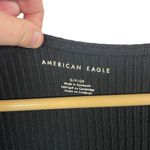 American Eagle  Ribbed Stretchy V-Neck Sweater in Black Size S Photo 3