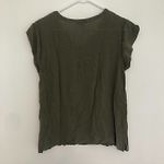Buffalo David Bitton V-Neck Short Cap Sleeve Top Solid Olive Green Boho Small S Photo 8