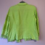 Chico's  L Linen Blend Green Lace-Trimmed Jacket Cardigan Photo 4