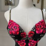 Victoria's Secret Victoria Secret Bustier Top 34B Black Floral Embroidered Mesh Dark Fairy Witchy Photo 2