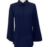 Romeo + Juliet Couture NWT Navy Blue Button Front Up Collared Shirt Dress Tunic Ponte Long Sleeve New Photo 0