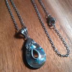 Abalone Sterling Silver Pendant Stainless Steel Necklace Photo 4