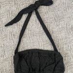 We Wore What New Tie Halter Bra Top Ribbed Knit Crop Top Charcoal Size Small Photo 14