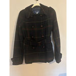 American Eagle  Outfitters Plaid Wool Blend Belted Peacoat Women’s M Vintage Y2K Photo 8
