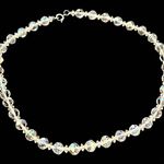Vintage Glass NECKLACE 15” Aurora Borealis Iridescent Faceted Beads Silver Photo 1