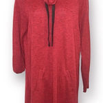 Bass Marled Drawstring Cowlneck Knit Dress Red Black M Red Size M Photo 0