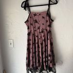 SheIn Whimsigoth Pink Floral Black Lace Trim Dress Spaghetti Strap Party Fairy Grunge Photo 6