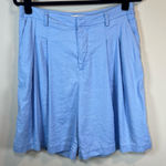 Maeve Anthropologie  The Avery Pleated Trouser Shorts Blue  Linen Blend Bermuda 8 Photo 0