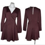 EXPRESS  Cabernet Dress Surplice Fit and Flare Long Sleeve Size Large NEW Photo 8