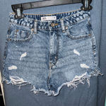 ZARA Dark Wash Distressed Jean Shorts Photo 0