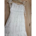 Lulus NWT  Sweet Sentiments White Jacquard Tiered Midi Dress Summery Beachy Sz M Photo 3