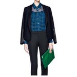 Equipment Femme Silk Blouse Sz XS Blue Houndstooth Long Sleeve Photo 7