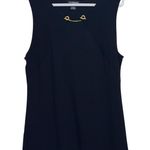 Liz Claiborne  Career‎ Women's Black Tank Top Gold Chain Design Size L Photo 0