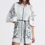 JOSLIN beaded 100% cotton shirt mini dress NEW White Size 2 Photo 11