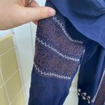 American Eagle  Embroidered Navy Off-the-Shoulder Cold Shoulder Top NWT AE Photo 3