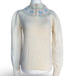 Vintage The Eagle’s Eye Fair Isle Shetland Wool Henley Sweater Pastel Pink Cozy White Size M Photo 10
