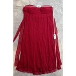 Women’s Red Silk Midi Strapless Cocktail Dress 14 Size L Photo 3