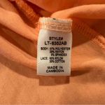 Zenana Outfitters crochet lace cross strap smocked, light peach, ruffle, cami tunic size L Photo 10