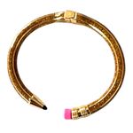 Betsey Johnson Pencil Hinged Bangle Cuff Bracelet Gold Pink Photo 1