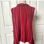 Monteau red striped collared sleeveless top Photo 3