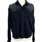 BDG Denim Ombre Shirt Womens Medium Long Sleeve Chambray Button Down Boxy Black Photo 0