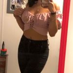 Off The Shoulder Cut Out Pink Shirt Photo 0