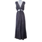 Z & L Europe Milena Maxi Dress Printed Cutout Tassels Frayed Hem 100% Cotton Gray Size L Photo 2