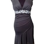 Venus Black Sequin Asymmetrical Mermaid Hem Formal Cocktail Halter Top Dress Photo 0