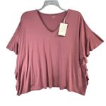 Garnet Hill Tunic Top Women M Burgundy Batwing Stretch Relaxed Feminine NEW Photo 3