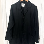 Flax  By Jeanne Engelhart Linen Relaxed Button Blazer Black Jacket Casual Small Photo 0