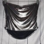 Just Polly Silver Metallic Tube Top With Ruched Sides NWT Size XL Photo 5
