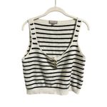 J.Crew  Henley Crop Sweater Tank in Black Stripe Merino Wool & Linen Blend sz M Photo 1
