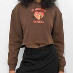 jac vanek JV by Jac Vanec Burning Hell Brown Cropped Hoodie Size L NWT Photo 0