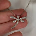Dragonfly Rhinestone Crystal Silver Tone Adjustable Necklace Photo 2