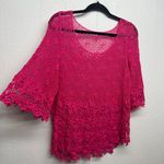 Crochet Cottagecore Gardengirl Beach Chic Bohemian Womens Knit Pullover Medium Pink Photo 4