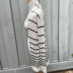 Pink Rose Cotton Blend Shawl Collar Cardigan In Oatmeal & Olive Stripe Size L Photo 2