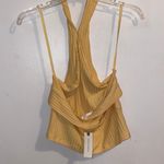Anthropologie NWT $58  Yellow Ribbed-Knit Fabric Pullover Halter Top XL Photo 2