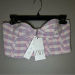 ZARA NEW  tweed strapless corset crop top women’s size medium Photo 1