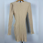 superdown Revolve  Nude Dana Ribbed Long Sleeve‎ Wrap Mini Dress Photo 5
