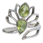 Natural Peridot Dual Stone Ring Silver August Birthstone Green Ring Adjustable 6 Photo 0