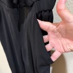 Parker Womens Black Ruffled V Neck Ruched Jumpsuit SZ 0 BHFO 7010 Photo 6