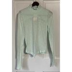 Free People Caroline Iced Aqua Long Sleeve Shirred Turtleneck Top Size M NWT Photo 3